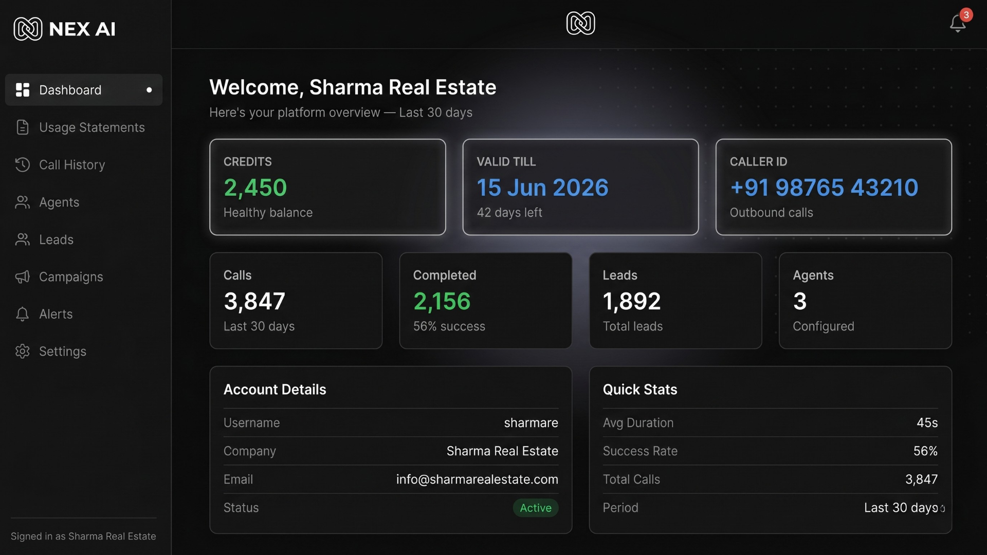 Dashboard mockup
